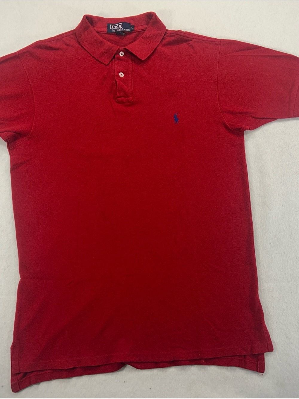 Vintage Polo Ralph Lauren Men's L Red Polo Shirt Made in USA 100% Cotton Pony